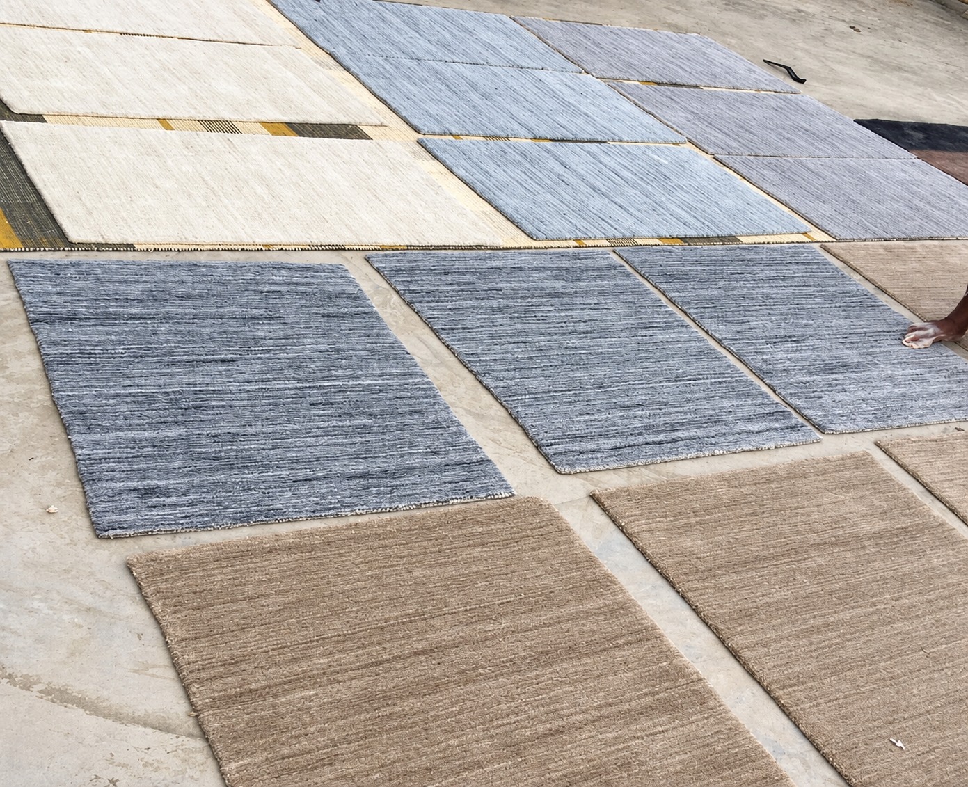 Neutral rug swatches showing different textures